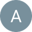 White capital letter A centered in a muted blue circle against a black background.