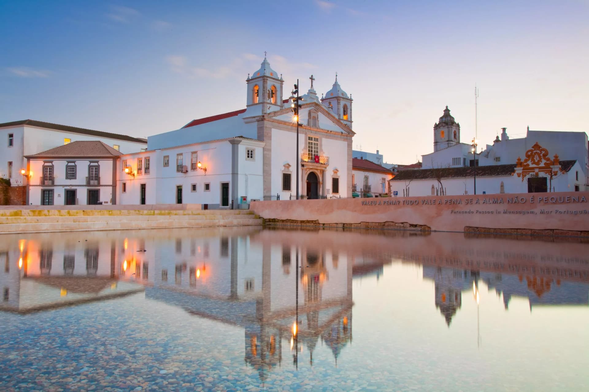 Church of Santa Maria at dusk, Lagos, Portugal