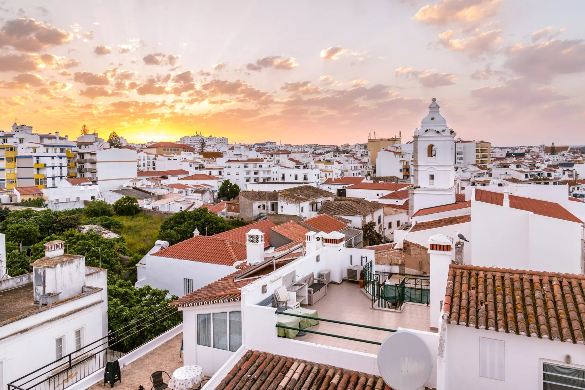 Sunrise ancient town centre of Lagos, Algarve, Portugal