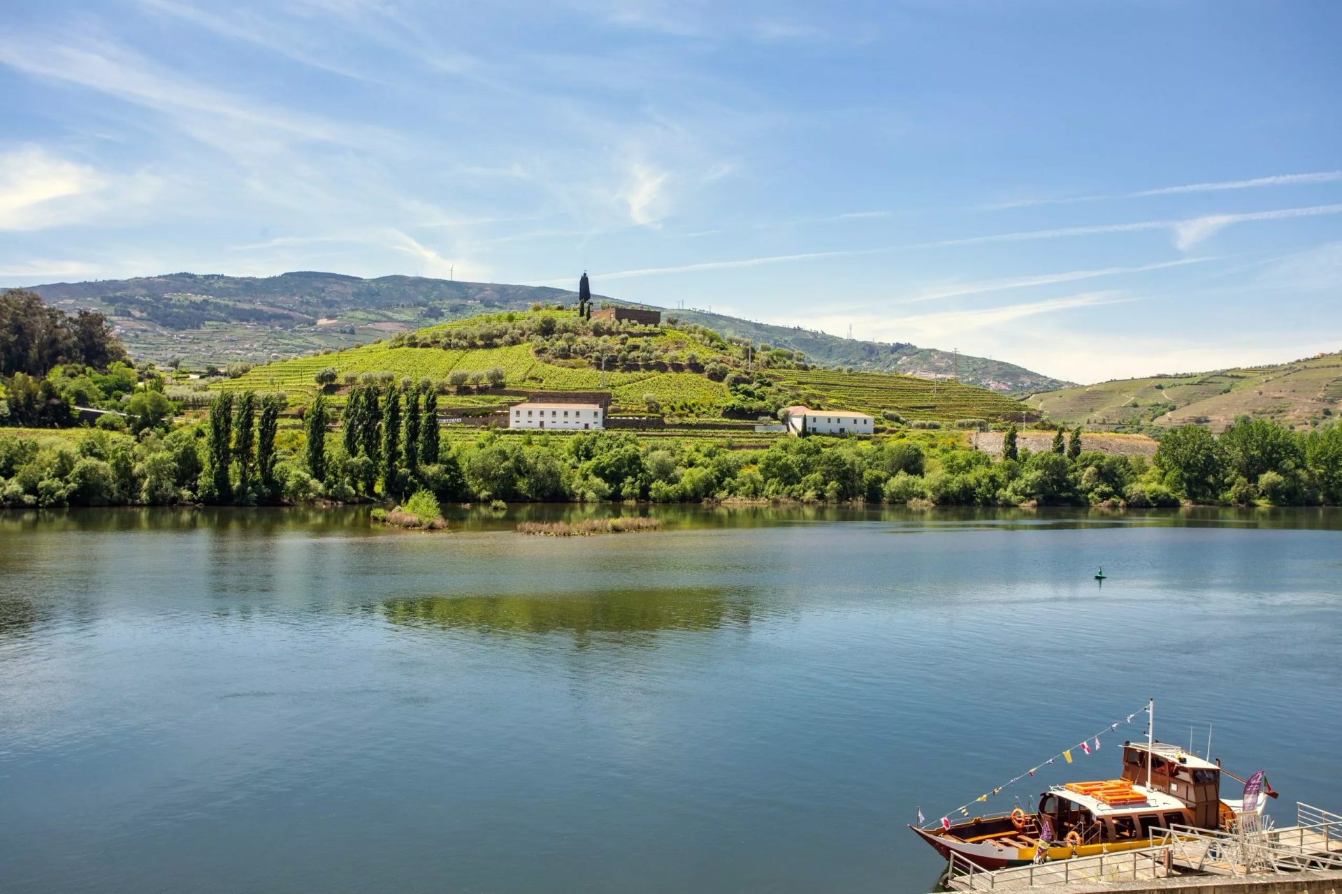 Douro river on Peso da Régua village in Portugal