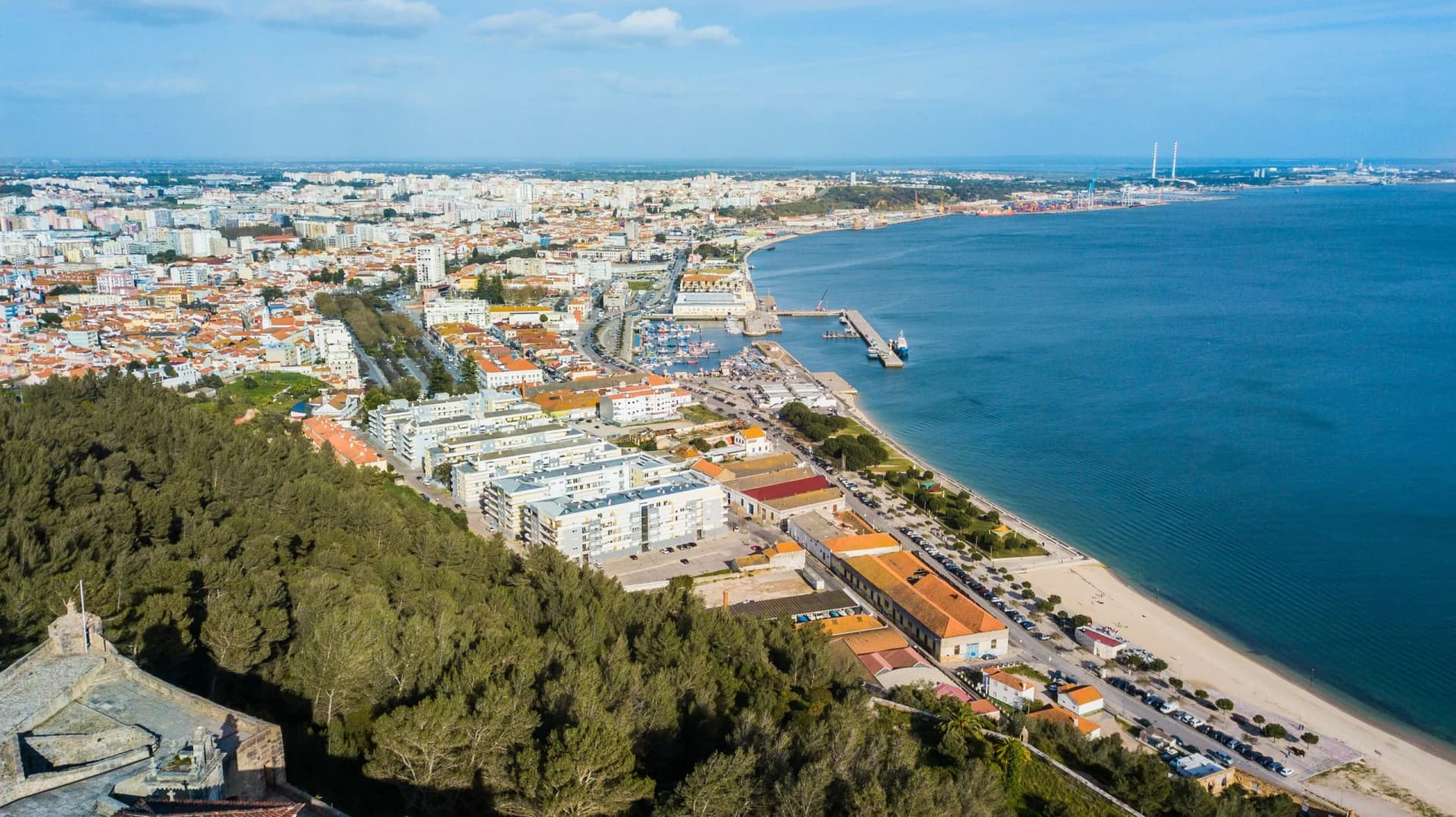 Aerial view of the city of Setúbal, Portugal